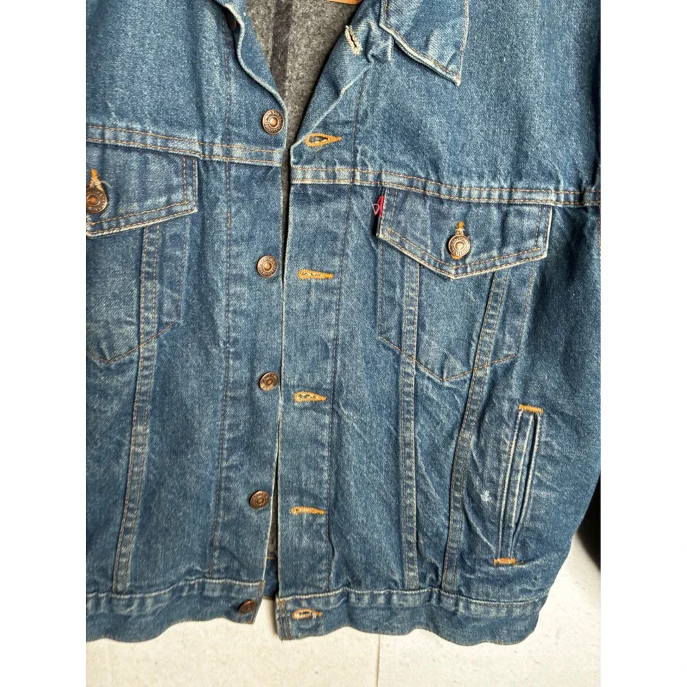 Vintage Levis‎ 70506-0316 Blanket Lined Denim Trucker Jacket Made in USA Mens 42 - Picture 3 of 13
